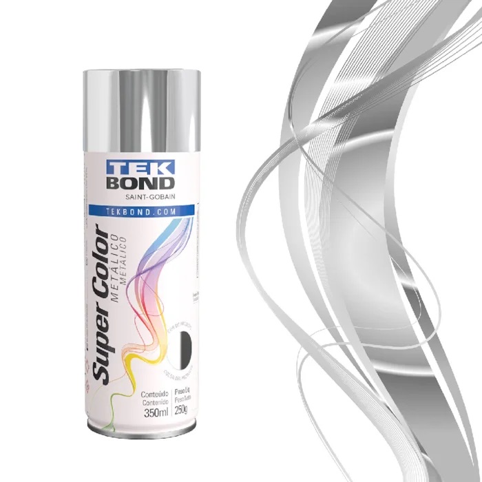 Tinta Spray Tekbond Super Color Cromado Metálico 350ml - Imagem 2