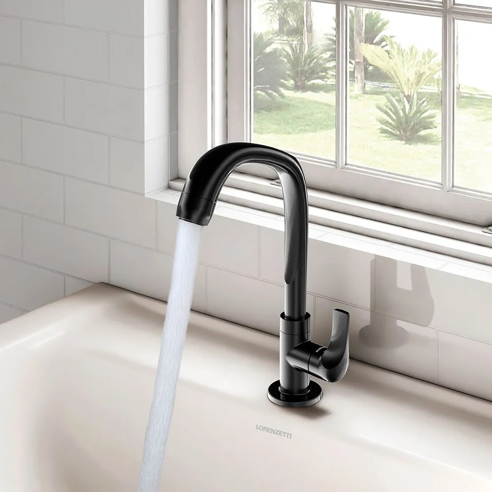 Torneira Lavatório de Mesa Bica Alta Fitt 1195 F61 Preta Lorenzetti - Imagem 2