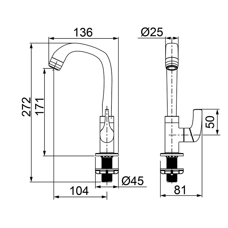Torneira Lavatório de Mesa Bica Alta Fitt 1195 F61 Preta Lorenzetti - Imagem 3