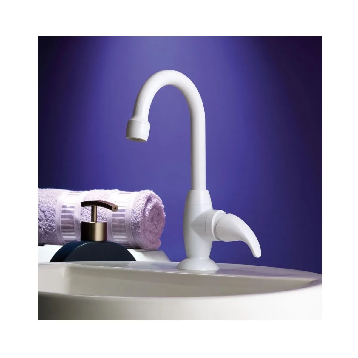 Torneira Plástica Lorenzetti Pratti 1195 F56 de Bancada com Bica Alta Branca - Imagem 2
