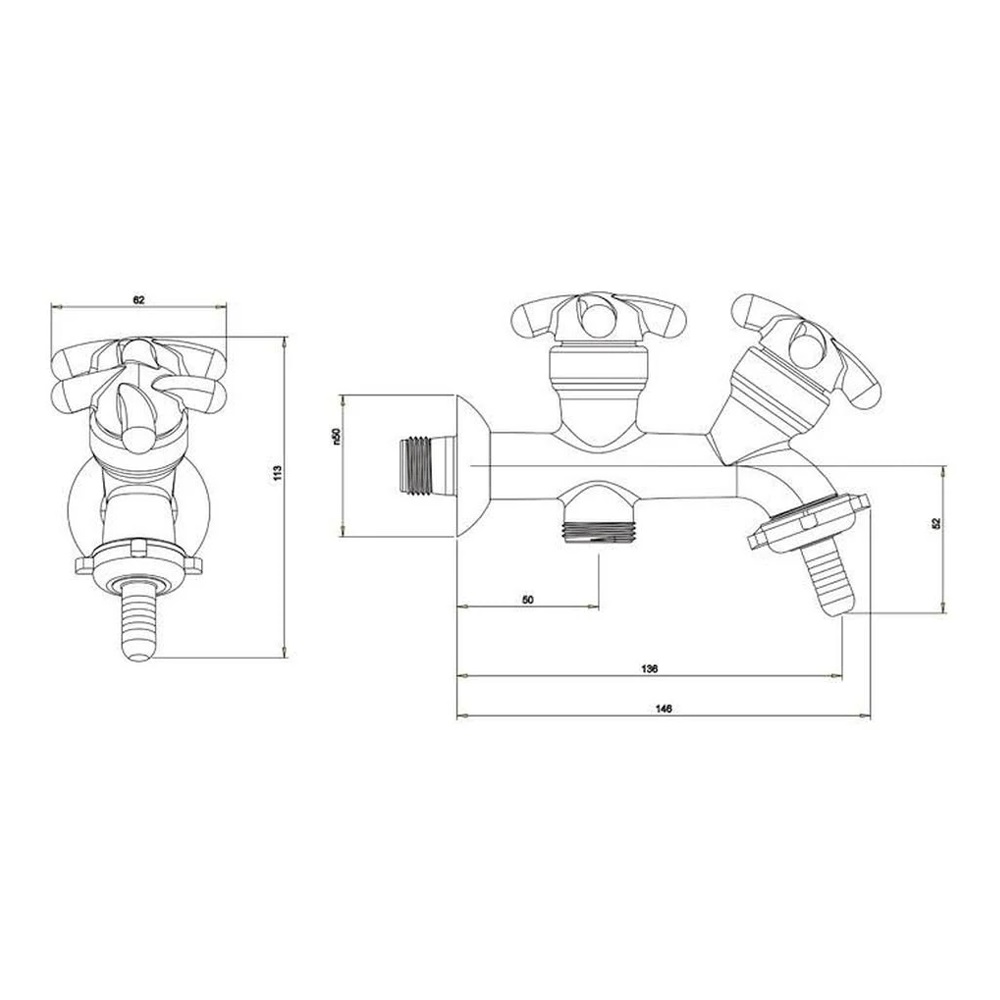 Torneira Plástica para Tanque e Máquina de Lavar Lorenzetti Brio 1131 F34 - Imagem 3