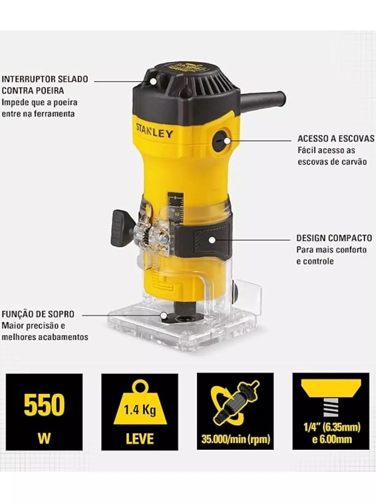 Tupia para Laminado Stanley 550W 220V ST55-B2 - Imagem 3