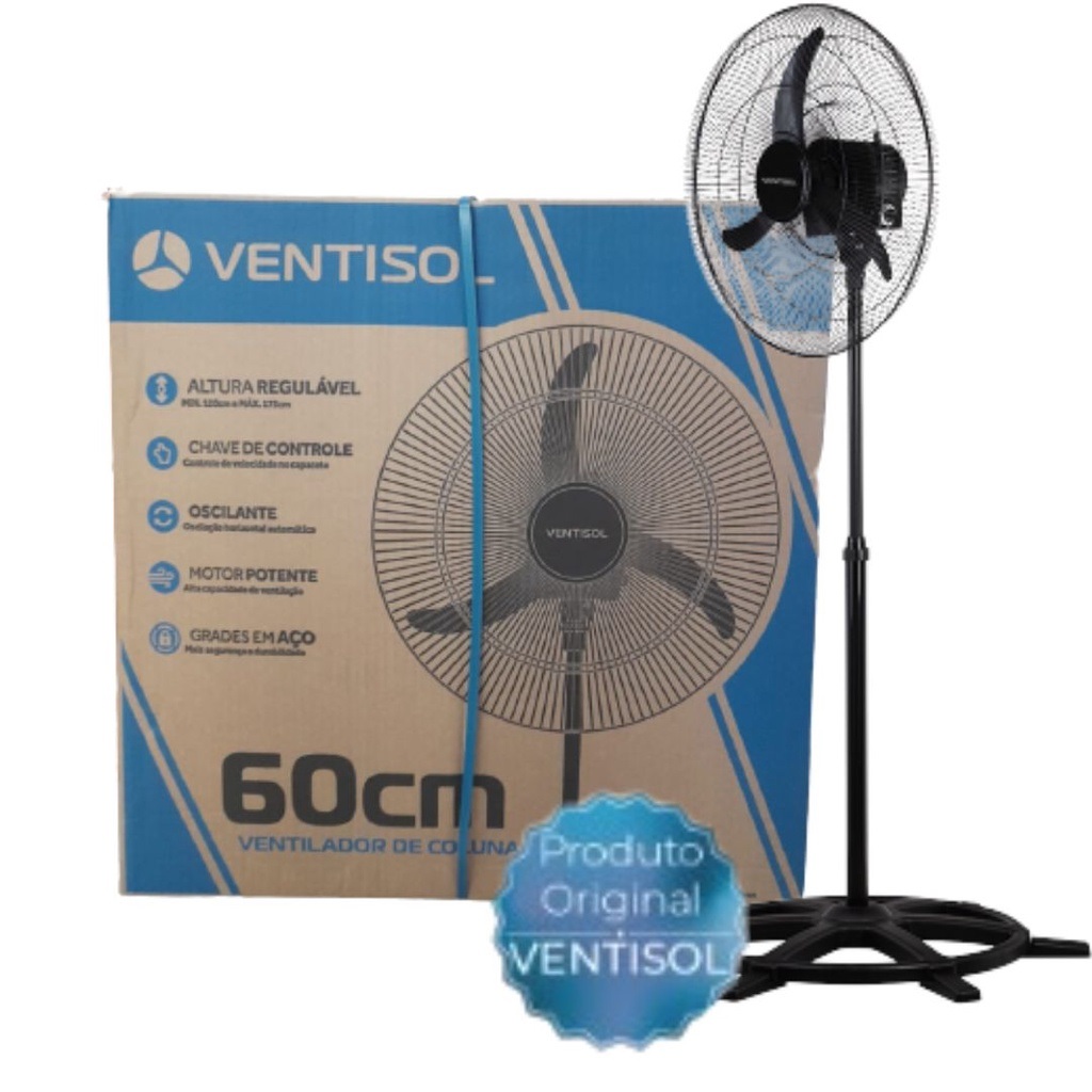 Ventilador Coluna Turbo Preto Premium Ventisol 60CM 127V - Imagem 4