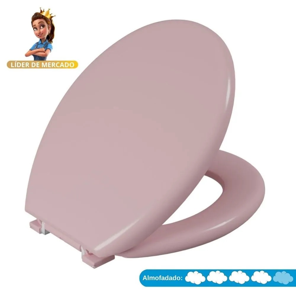 Assento Sanitário Astra Oval Almofadado Rosa 1 TPK/AS*RS1